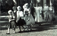 Children leaving chapel service